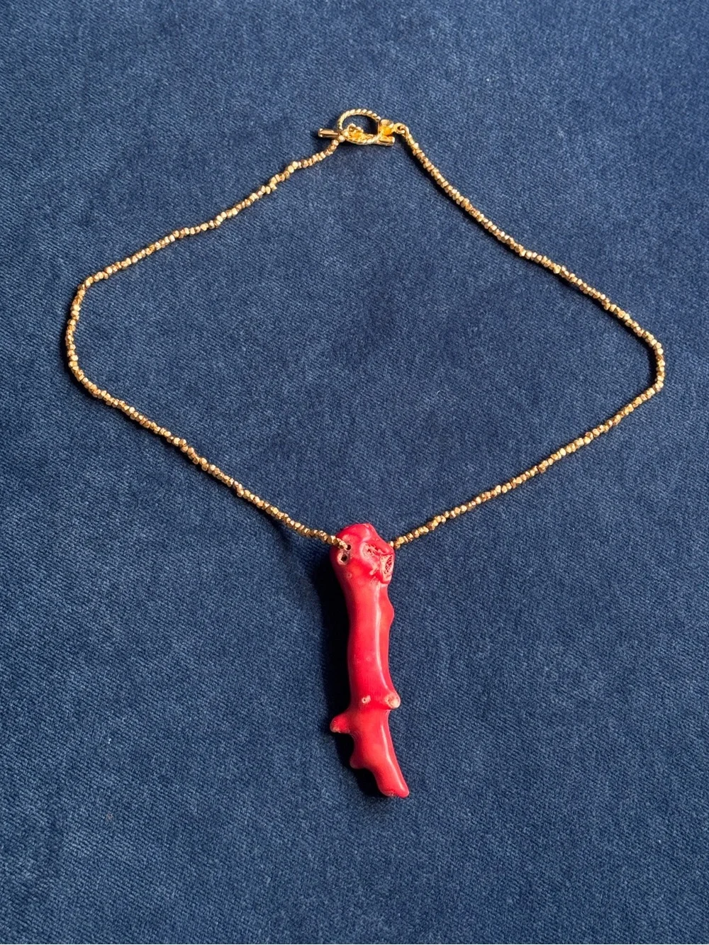 Vintage 22k gold plated Jaded Jewels NY Coral Necklace